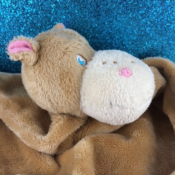 Hippo Hippopotame Doudou Lovey Peluche Plush Plat Carré Blanc USED 8" Security - Picture 4 of 12